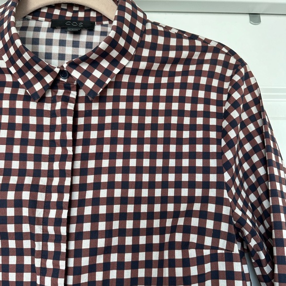 COS Checkered Print Midi Shirt Dress size 8 - Picture 5 of 8
